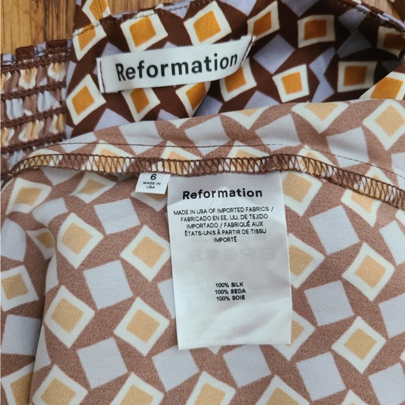 reformation fonda silk mini dress in plaza - Picture 5 of 5